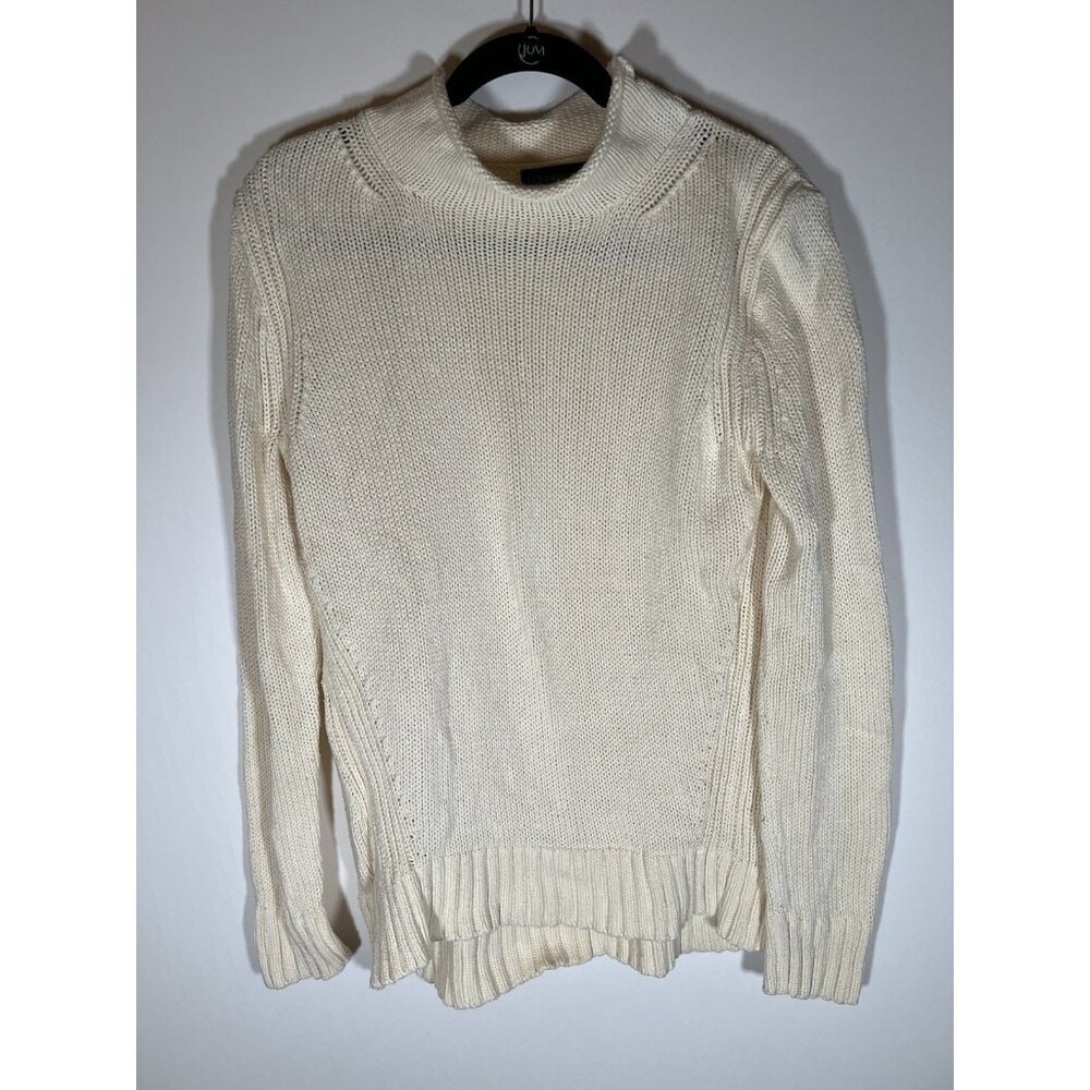 J Crew Always cream rollneck preppy retro fisherman sweater cotton M comfy